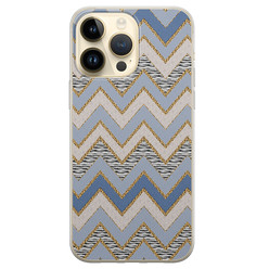 iPhone 14 Pro Max siliconen hoesje - Geometrisch blauw