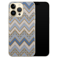 iPhone 14 Pro Max siliconen hoesje - Geometrisch blauw