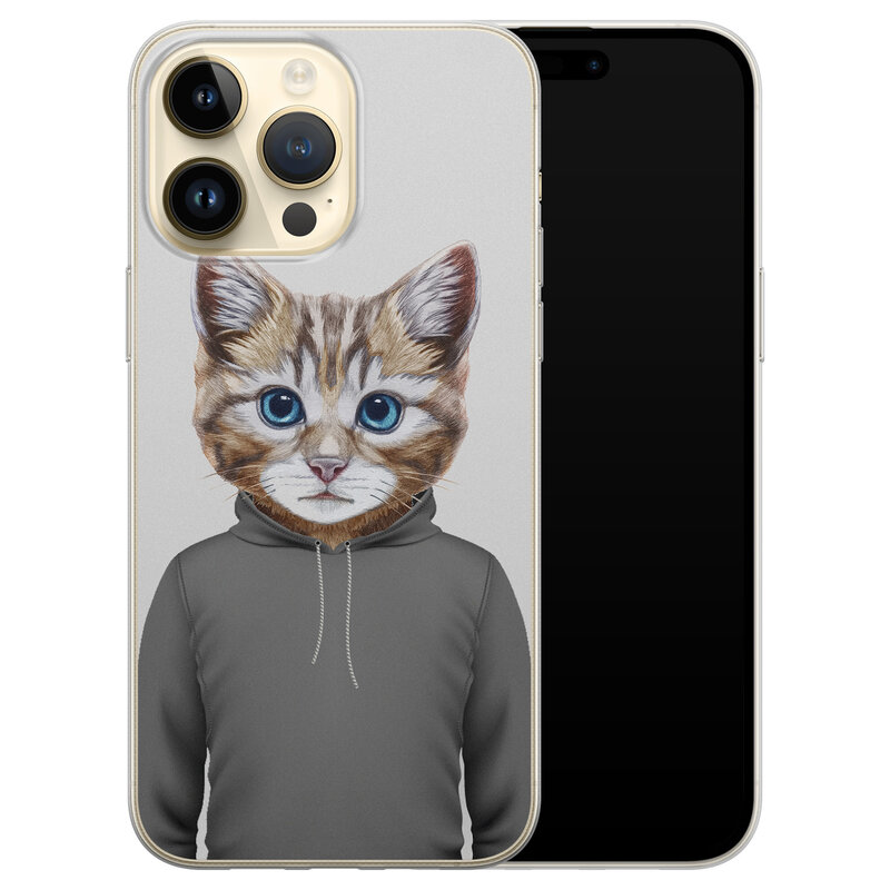 iPhone 14 Pro Max siliconen hoesje - Poezenhoofd