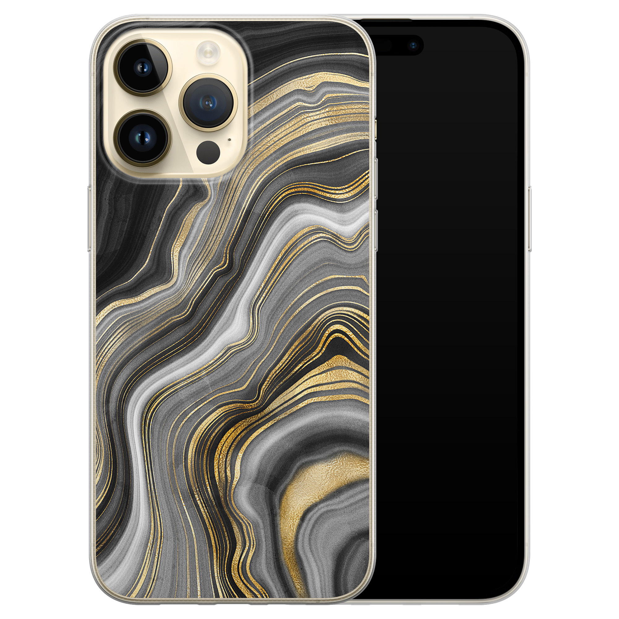 iPhone 14 Pro Max siliconen hoesje - Golden agate