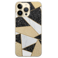 iPhone 14 Pro Max siliconen hoesje - Goud abstract