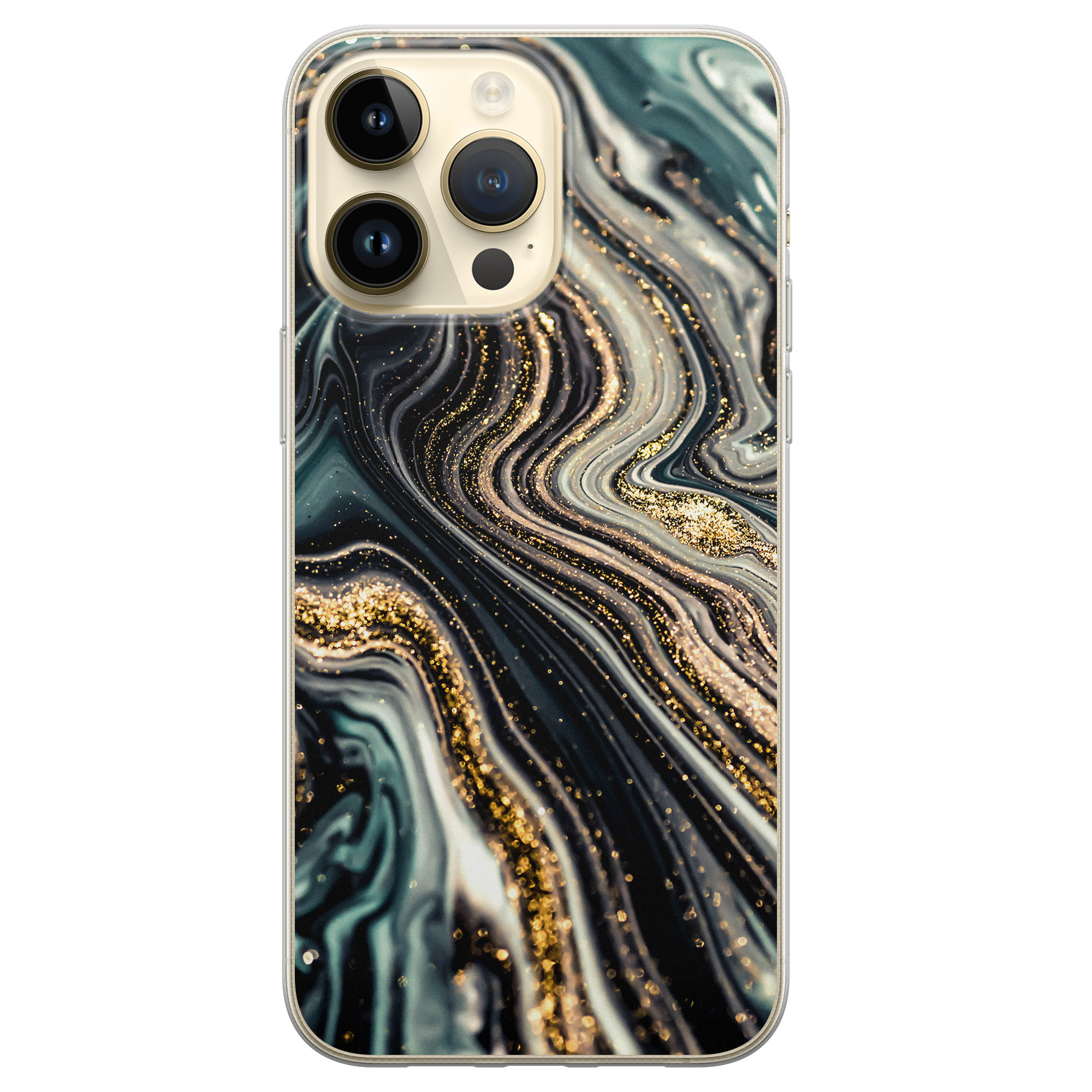 iPhone 14 Pro Max siliconen hoesje - Marmer swirl