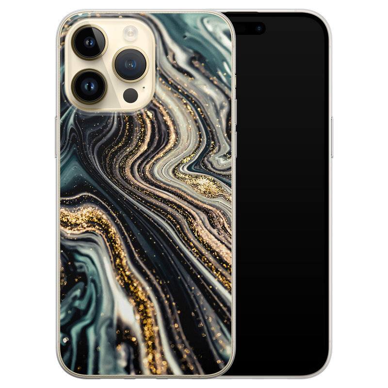 iPhone 14 Pro Max siliconen hoesje - Marmer swirl