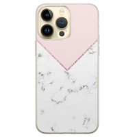iPhone 14 Pro Max siliconen hoesje - Marmer roze grijs
