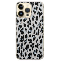 iPhone 14 Pro Max siliconen hoesje - Luipaard grijs