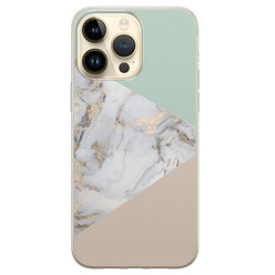 iPhone 14 Pro Max siliconen hoesje - Marmer pastel mix