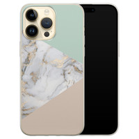 iPhone 14 Pro Max siliconen hoesje - Marmer pastel mix