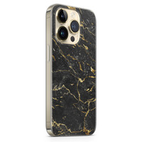 iPhone 14 Pro Max siliconen hoesje - Marmer zwart goud