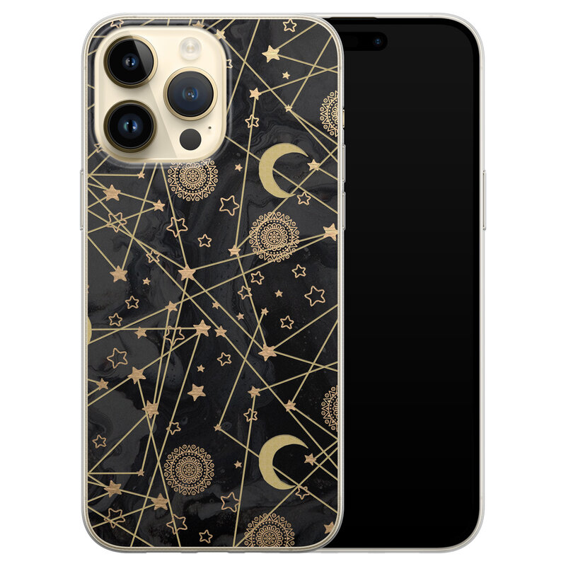 iPhone 14 Pro Max siliconen hoesje - Sun, moon, stars