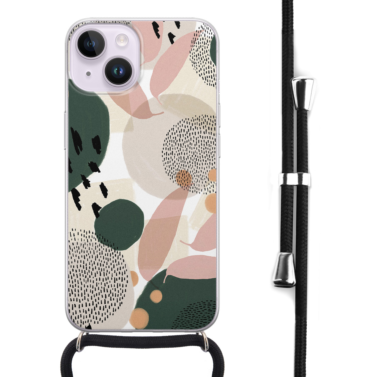 Leuke Telefoonhoesjes iPhone 14 hoesje met koord - Abstract print