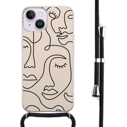 Leuke Telefoonhoesjes iPhone 14 hoesje met koord - Abstract faces