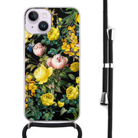 Leuke Telefoonhoesjes iPhone 14 hoesje met koord - Bloemen geel