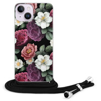 Leuke Telefoonhoesjes iPhone 14 hoesje met koord - Bloemenliefde