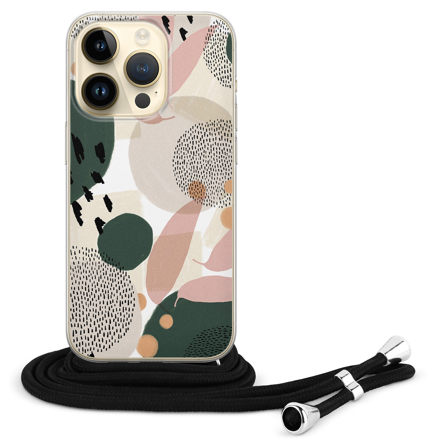 Leuke Telefoonhoesjes iPhone 14 Pro hoesje met koord - Abstract print