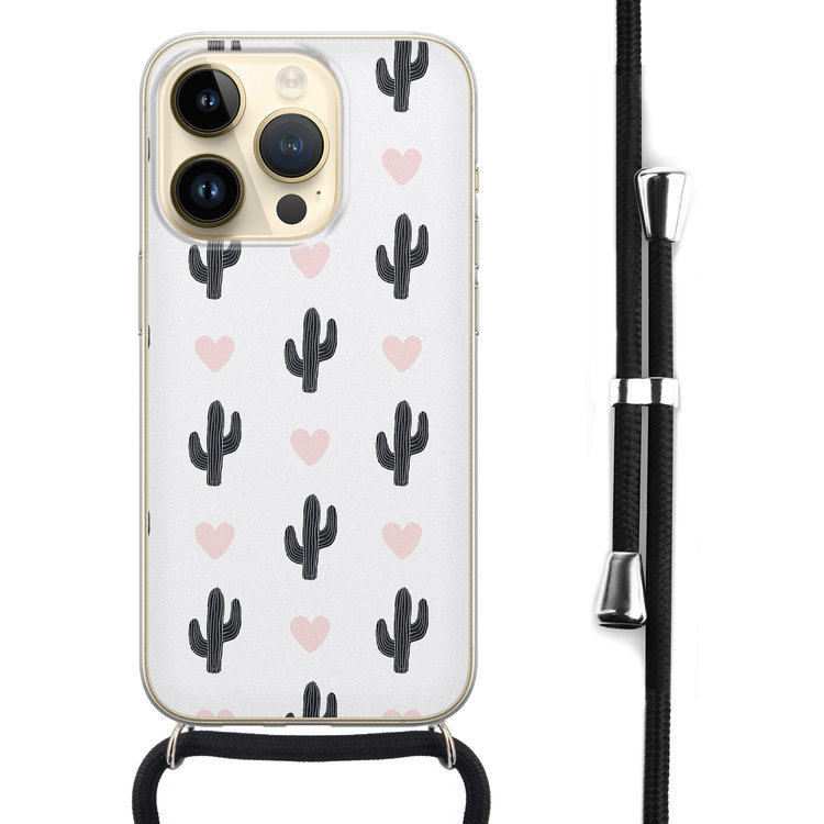 Leuke Telefoonhoesjes iPhone 14 Pro hoesje met koord - Cactus
