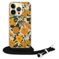 Leuke Telefoonhoesjes iPhone 14 Pro hoesje met koord - Retro flowers