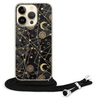 Leuke Telefoonhoesjes iPhone 14 Pro hoesje met koord - Sun, moon, stars