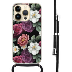 Leuke Telefoonhoesjes iPhone 14 Pro hoesje met koord - Bloemenliefde