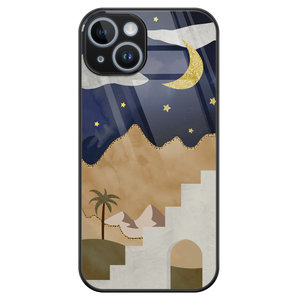 Leuke Telefoonhoesjes iPhone 14 glazen hardcase - Desert night