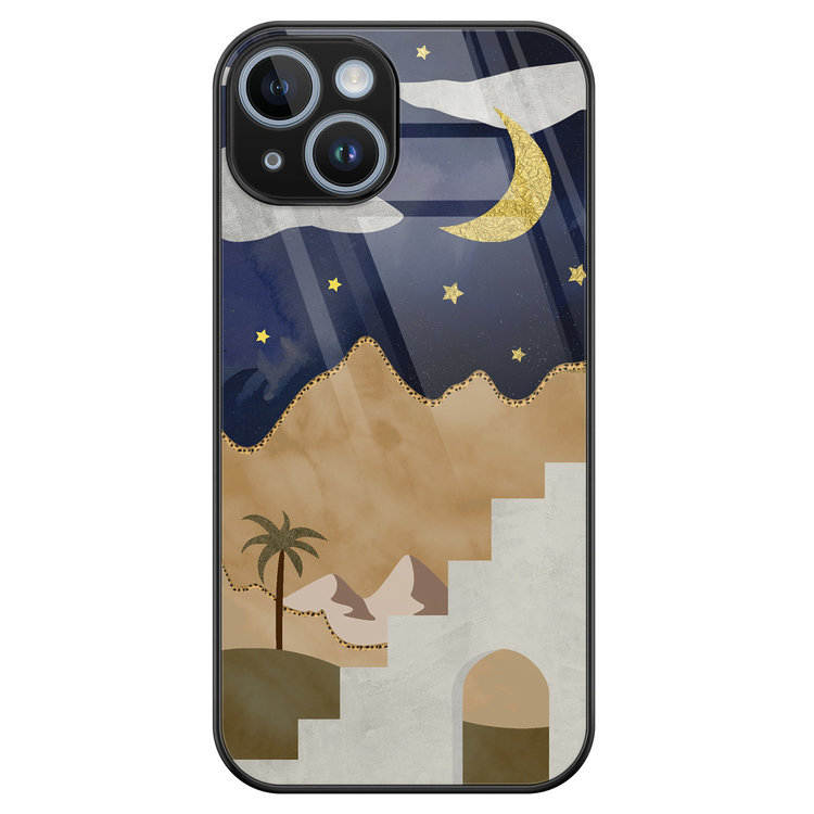 Leuke Telefoonhoesjes iPhone 14 glazen hardcase - Desert night