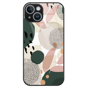 Leuke Telefoonhoesjes iPhone 14 glazen hardcase - Abstract print