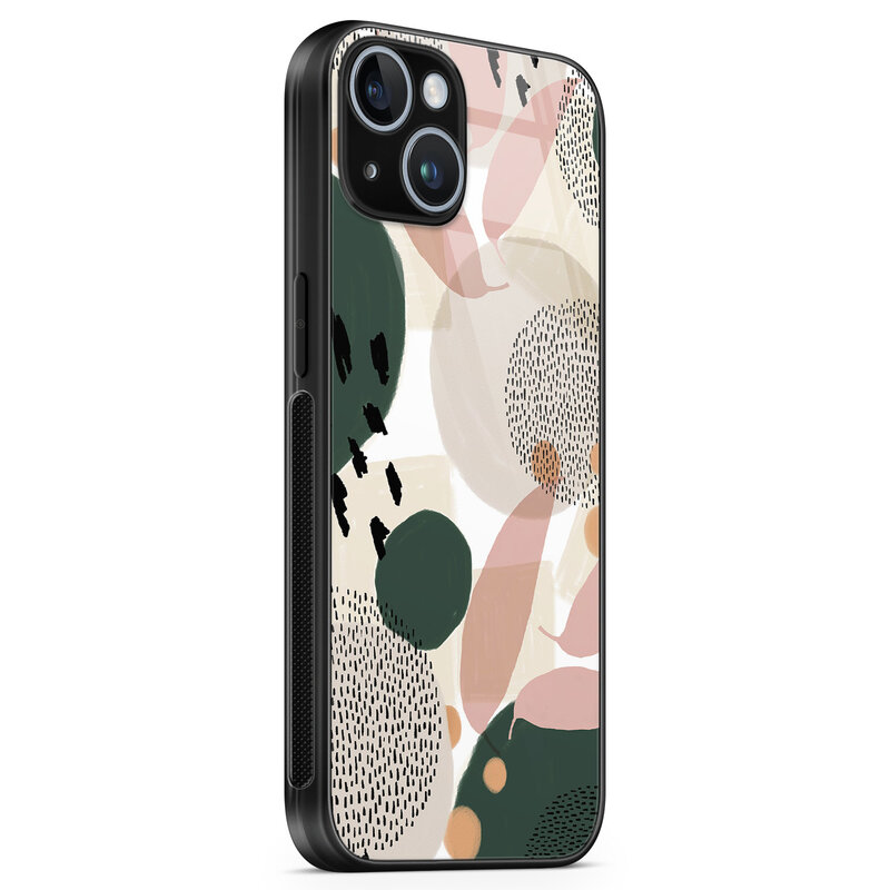Leuke Telefoonhoesjes iPhone 14 glazen hardcase - Abstract print