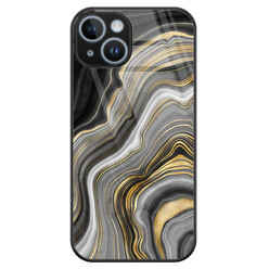 Leuke Telefoonhoesjes iPhone 14 glazen hardcase - Golden agate