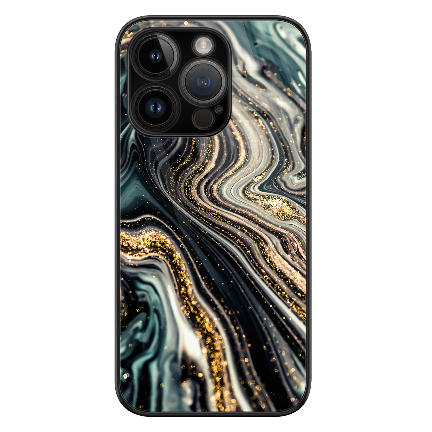 Leuke Telefoonhoesjes iPhone 14 Pro glazen hardcase - Marmer swirl