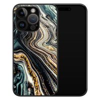 Leuke Telefoonhoesjes iPhone 14 Pro glazen hardcase - Marmer swirl