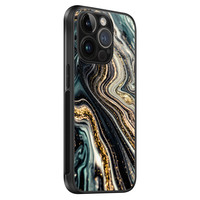 Leuke Telefoonhoesjes iPhone 14 Pro glazen hardcase - Marmer swirl