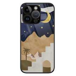 Leuke Telefoonhoesjes iPhone 14 Pro glazen hardcase - Desert night