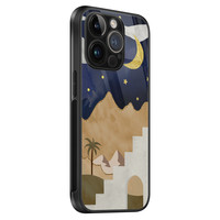 Leuke Telefoonhoesjes iPhone 14 Pro glazen hardcase - Desert night