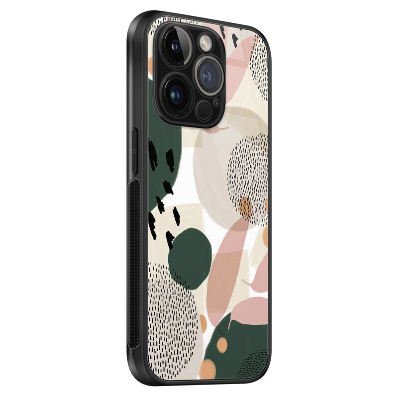 Leuke Telefoonhoesjes iPhone 14 Pro glazen hardcase - Abstract print