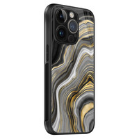 Leuke Telefoonhoesjes iPhone 14 Pro glazen hardcase - Golden agate