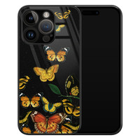 Leuke Telefoonhoesjes iPhone 14 Pro glazen hardcase - Vlinders