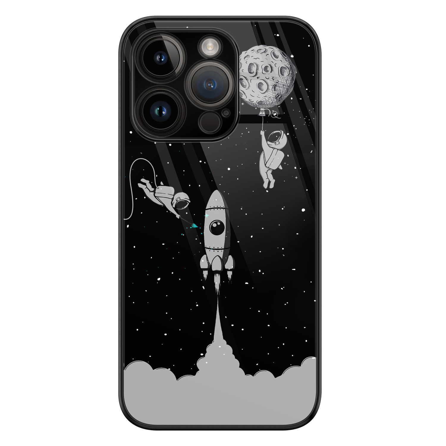 Leuke Telefoonhoesjes iPhone 14 Pro glazen hardcase - Space shuttle