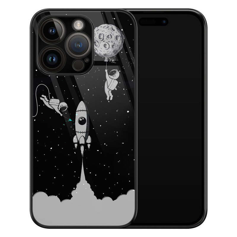 Leuke Telefoonhoesjes iPhone 14 Pro glazen hardcase - Space shuttle