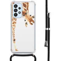 Leuke Telefoonhoesjes Samsung Galaxy A53 hoesje met koord - Giraffe peekaboo