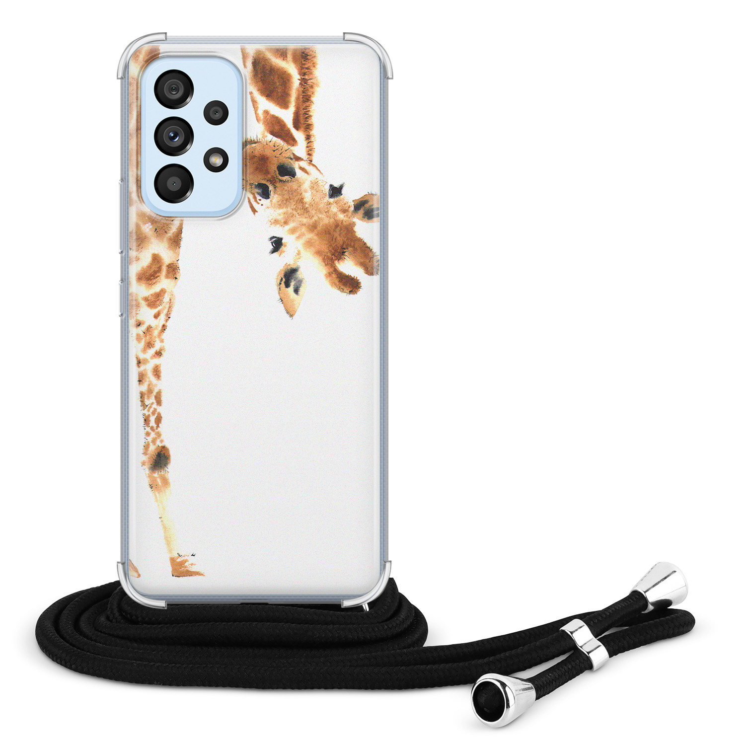 Leuke Telefoonhoesjes Samsung Galaxy A53 hoesje met koord - Giraffe peekaboo