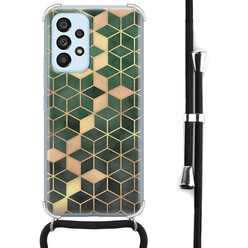 Leuke Telefoonhoesjes Samsung Galaxy A53 hoesje met koord - Green cubes