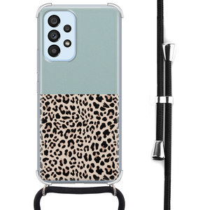 Leuke Telefoonhoesjes Samsung Galaxy A53 hoesje met koord - Luipaard mint