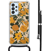 Leuke Telefoonhoesjes Samsung Galaxy A53 hoesje met koord - Retro flowers