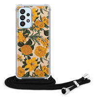 Leuke Telefoonhoesjes Samsung Galaxy A53 hoesje met koord - Retro flowers