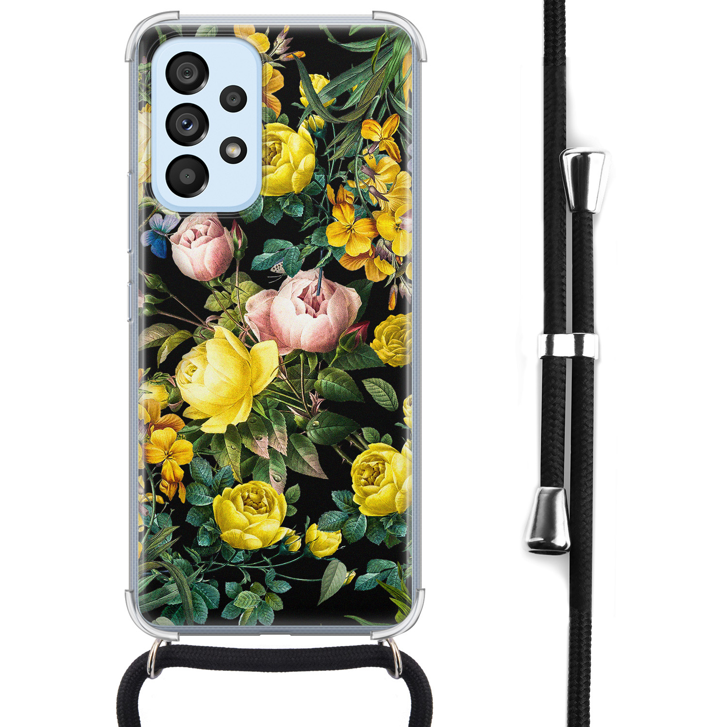 Leuke Telefoonhoesjes Samsung Galaxy A53 hoesje met koord - Bloemen geel