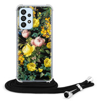 Leuke Telefoonhoesjes Samsung Galaxy A53 hoesje met koord - Bloemen geel