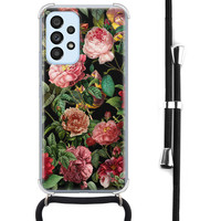 Leuke Telefoonhoesjes Samsung Galaxy A53 hoesje met koord - Rode bloemen