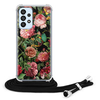 Leuke Telefoonhoesjes Samsung Galaxy A53 hoesje met koord - Rode bloemen