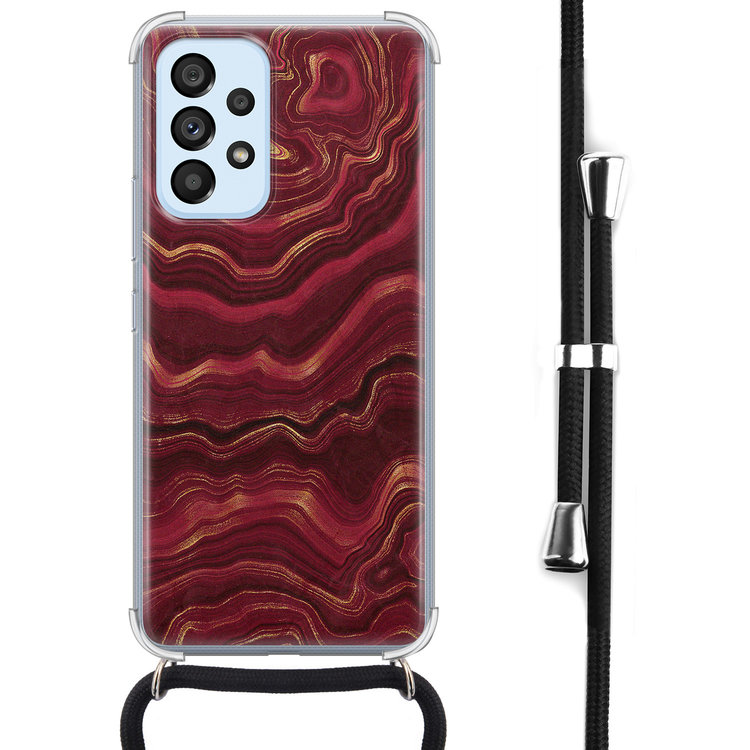 Leuke Telefoonhoesjes Samsung Galaxy A53 hoesje met koord - Marmer rood agate