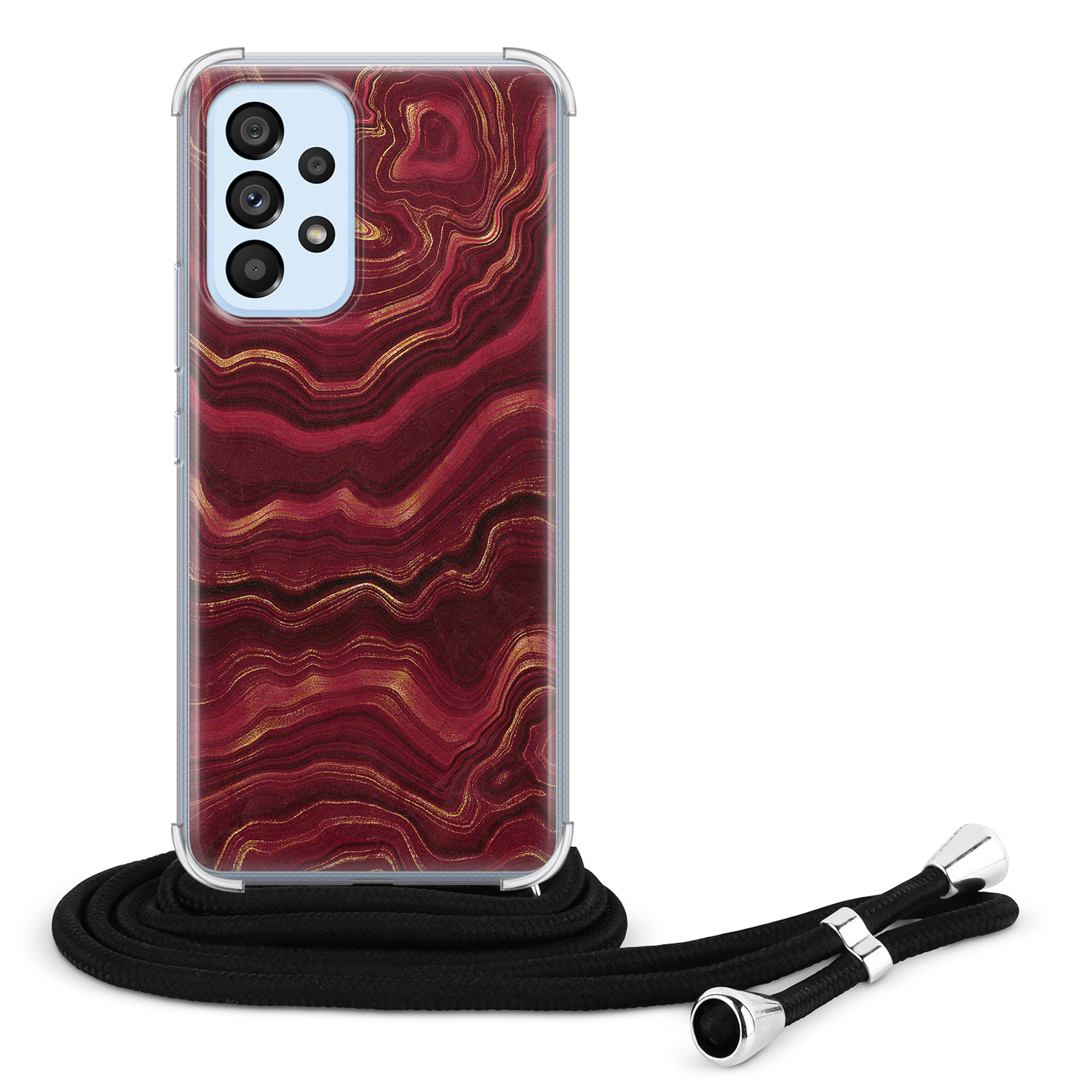 Leuke Telefoonhoesjes Samsung Galaxy A53 hoesje met koord - Marmer rood agate