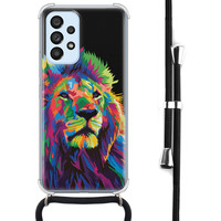 Leuke Telefoonhoesjes Samsung Galaxy A53 hoesje met koord - Leeuw pop art